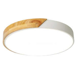 Ceiling Light With 2 Tone Frame Wooden Round Design  , 3C-White 400mm (16875)