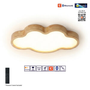 Wooden Design Ceiling Light Modern LED Panel Light , Smart AI - Tuya App - Bluetooth , 3C (ZN8106)