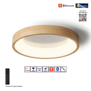 Wooden Design Ceiling Light Modern LED Panel Light , Smart AI - Tuya App - Bluetooth , 3C (ZN8107)