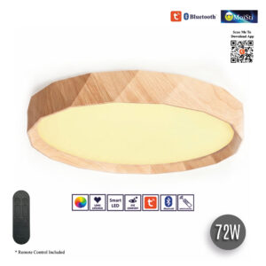 Wooden Ceiling Light Modern LED Panel Light , Smart AI - Tuya App , 72W (ZN8118)