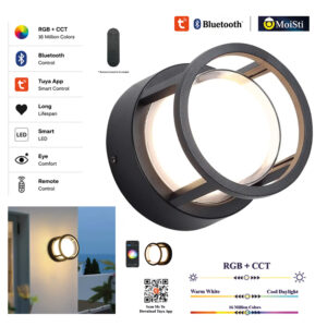 RGB Round Led Wall Light 5C, Smart Home System AI  - TUYA App , Bluetooth, Remote Control (ZN9063)