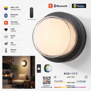 RGB Round Led Wall Light 5C, Smart Home System AI  - TUYA App , Bluetooth, Remote Control (ZN9053)