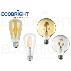 6W. Led Glass Filament Bulb Clear .G95